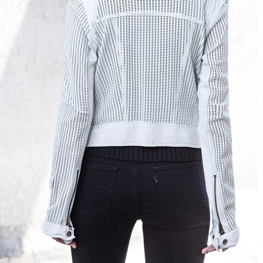 JOSEY PERFORATED WASHED LEATHER JACKET - Picture 4 of 11